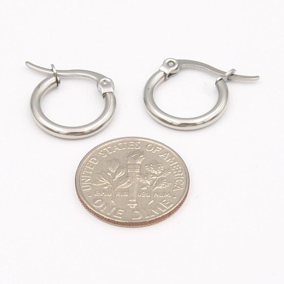 Rose Gold PVD Stud Earrings 316L stainless surgical steel 6 mm Aurora Borealis - Picture 2 of 3